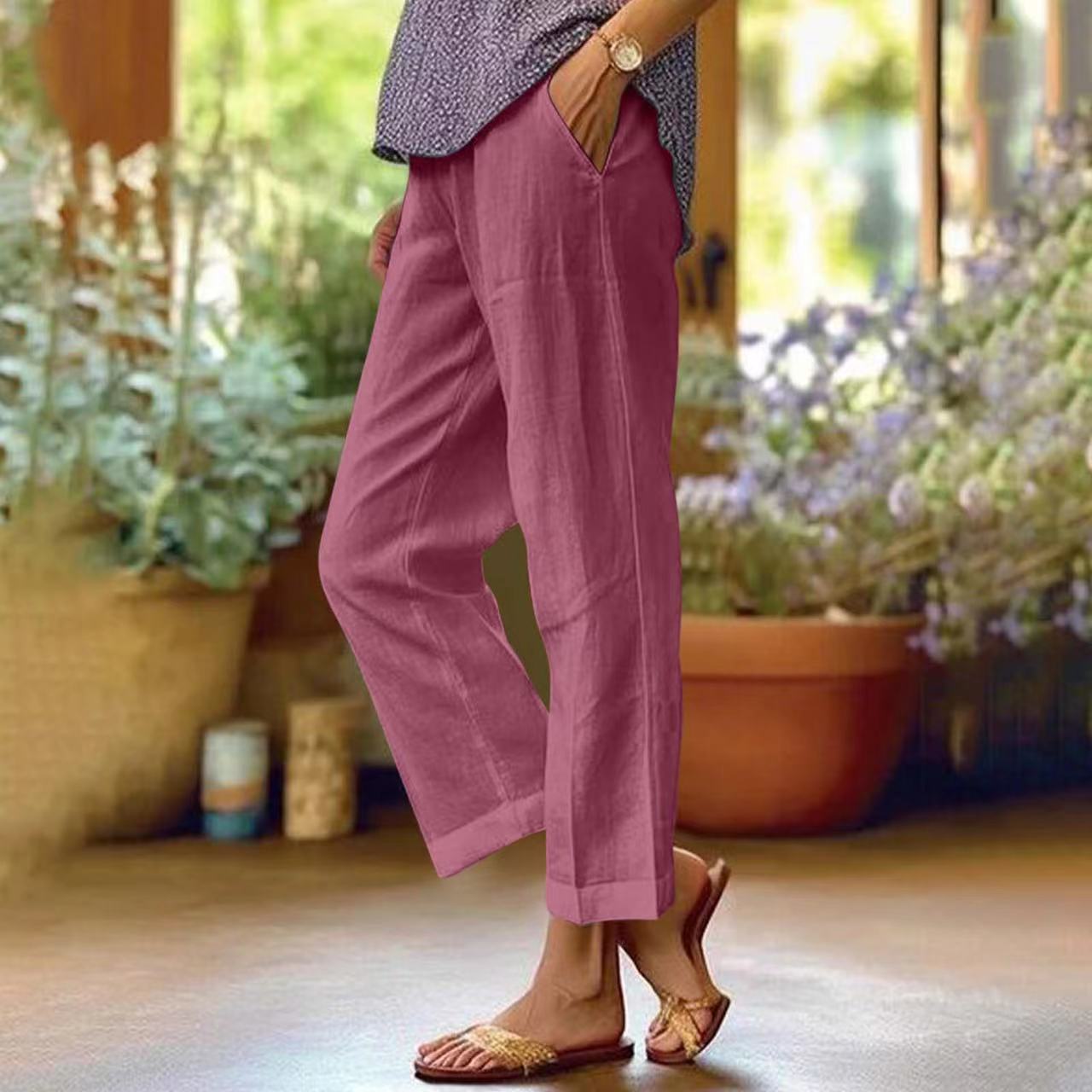 Purple straight leg trousers