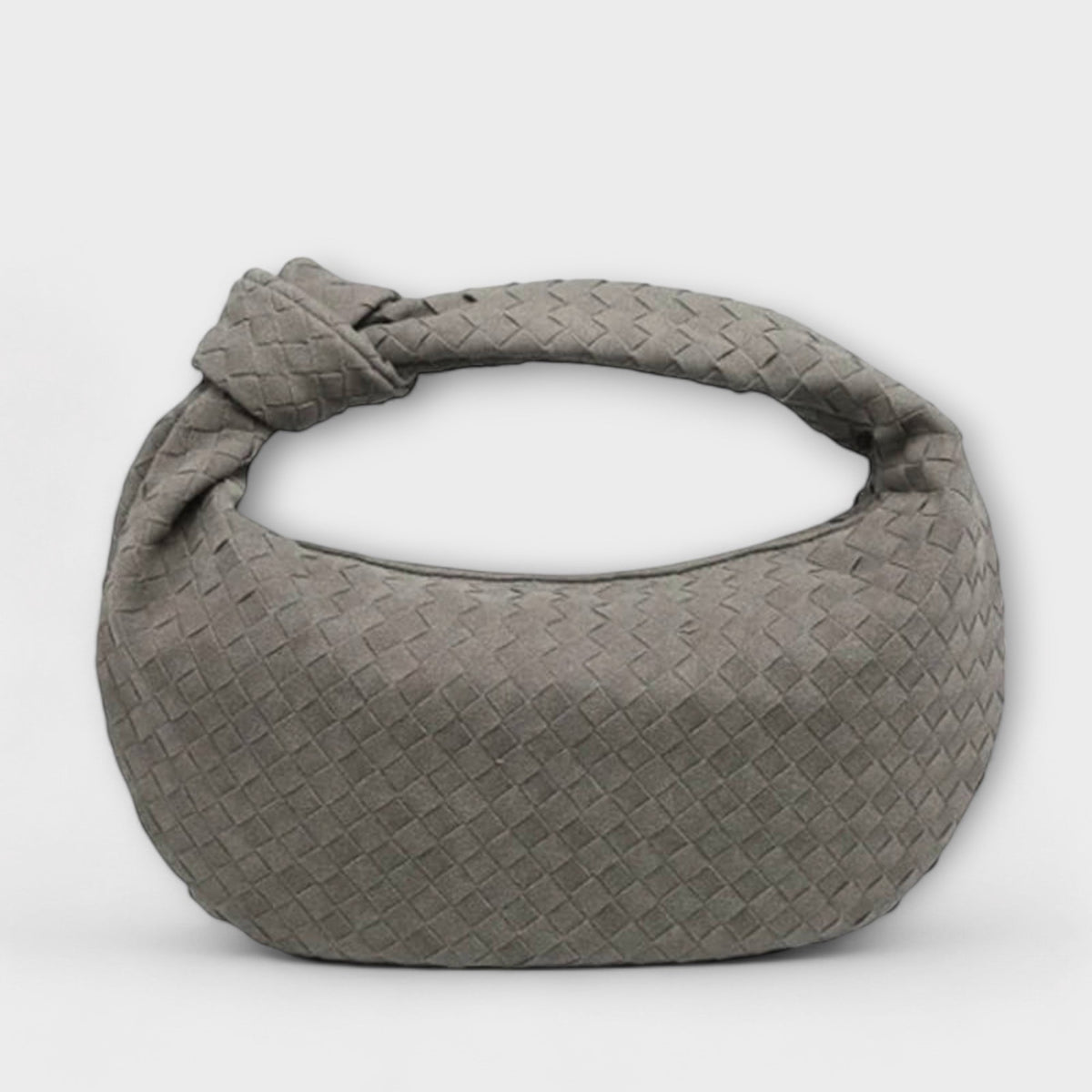 Women's Large Woven Faux Leather Knot Handle Bag