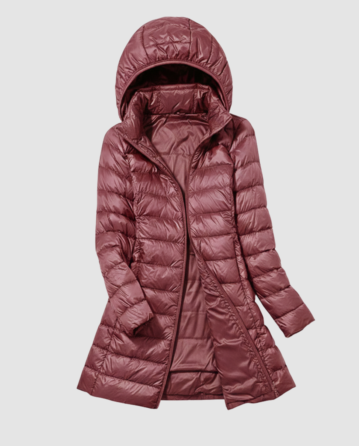 Women's Ultra-Light Puffer Jacket – Removable Hood & Fitted Cut