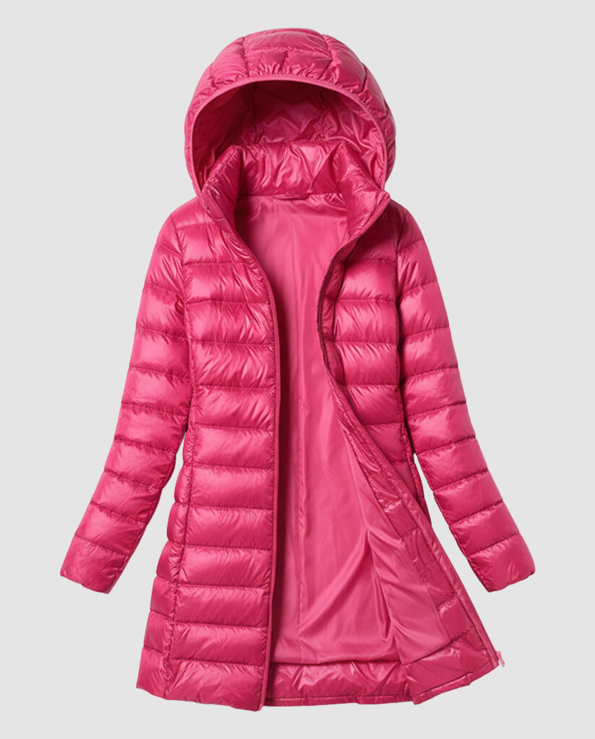 Women's Ultra-Light Puffer Jacket – Removable Hood & Fitted Cut