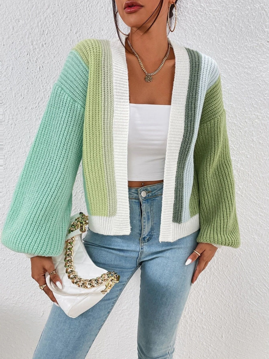 Women's Color Block Knit Cardigan Button Front