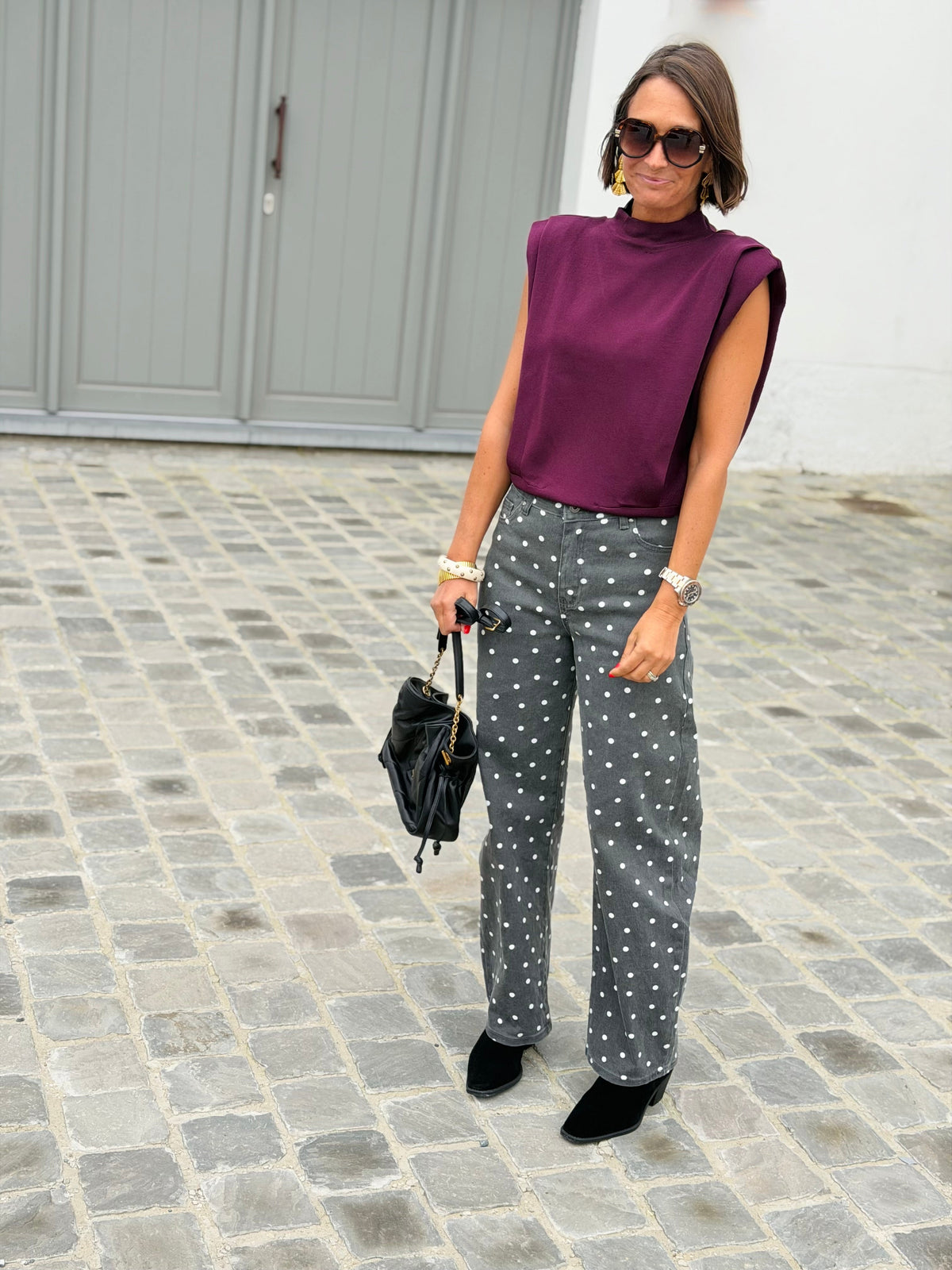 Women's Polka Dot Straight Leg Jeans