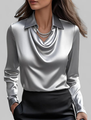Scarlett | Womens Elegant Long Sleeve Satin Blouse 2