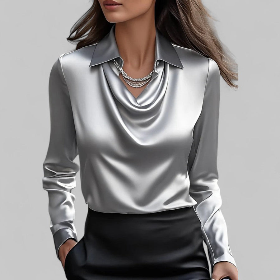 Scarlett | Womens Elegant Long Sleeve Satin Blouse 2