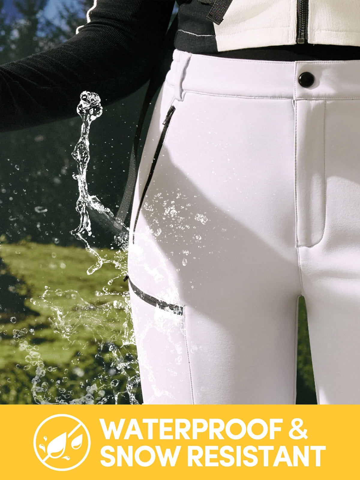 Women's Fleece Lined Waterproof Softshell Insulated Snow Ski Pants