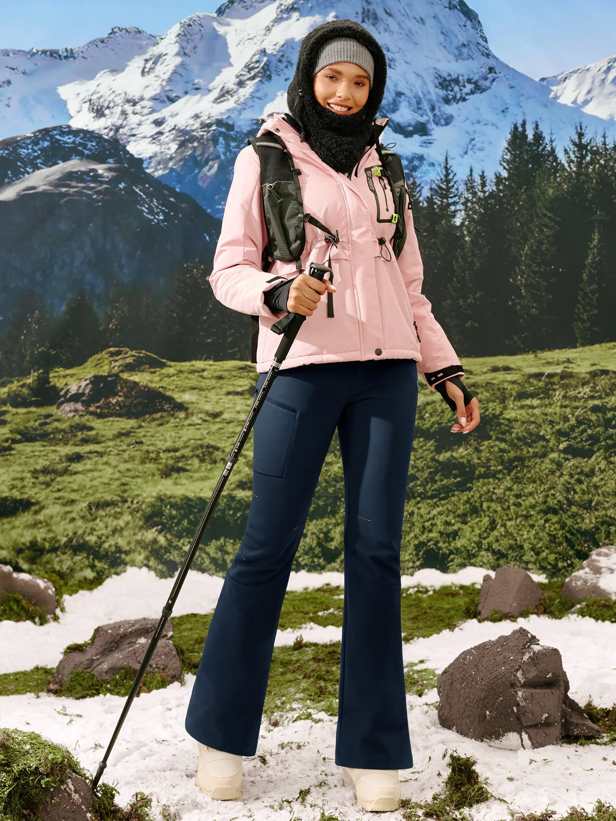Women's Fleece Lined Waterproof Softshell Insulated Snow Ski Pants