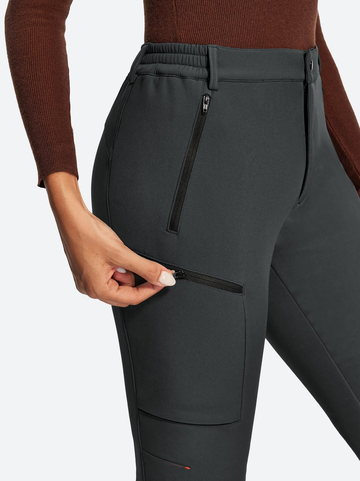Women's Fleece Lined Waterproof Softshell Insulated Snow Ski Pants