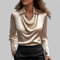 Scarlett | Womens Elegant Long Sleeve Satin Blouse 10