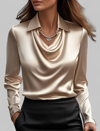 Scarlett | Womens Elegant Long Sleeve Satin Blouse 10