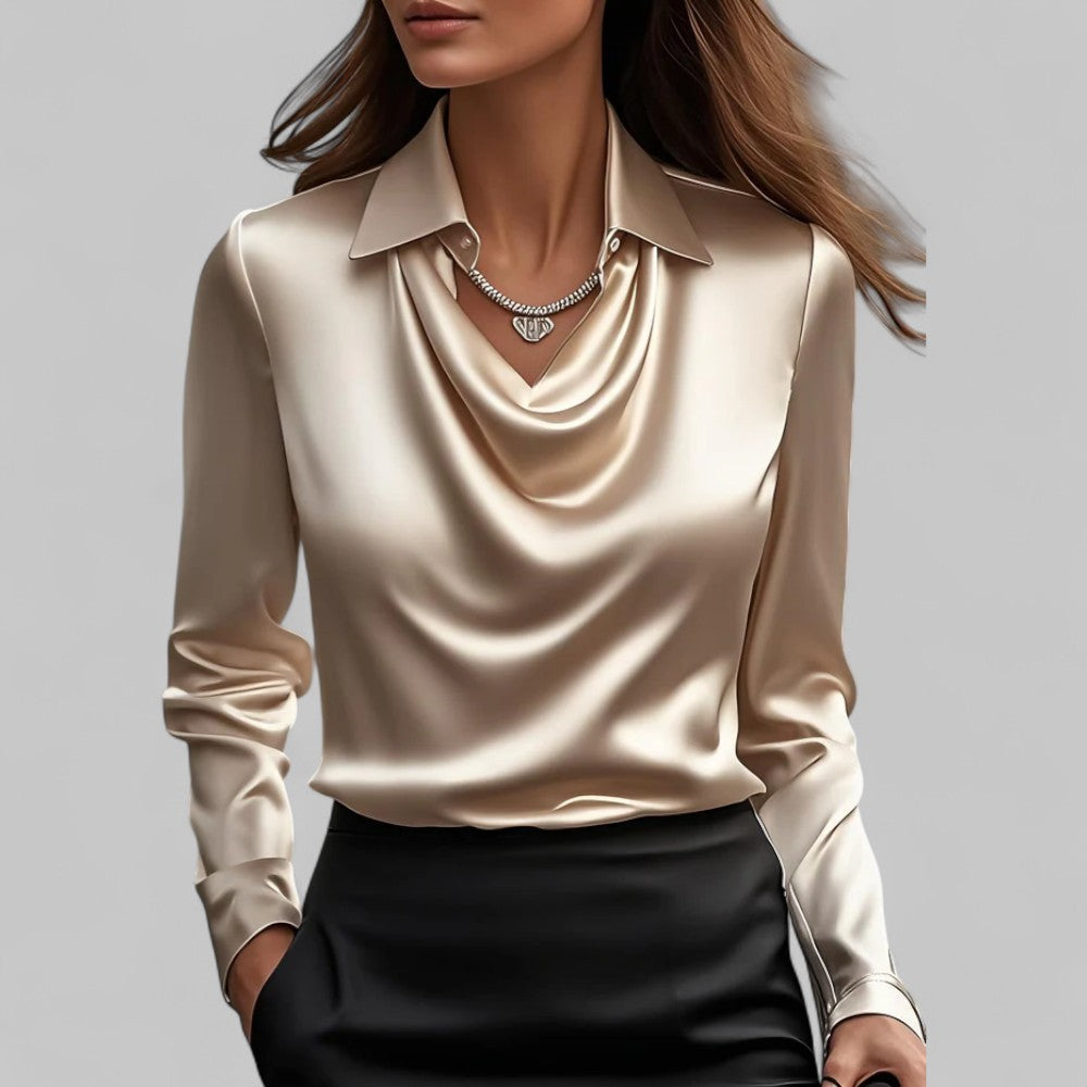 Scarlett | Womens Elegant Long Sleeve Satin Blouse 10
