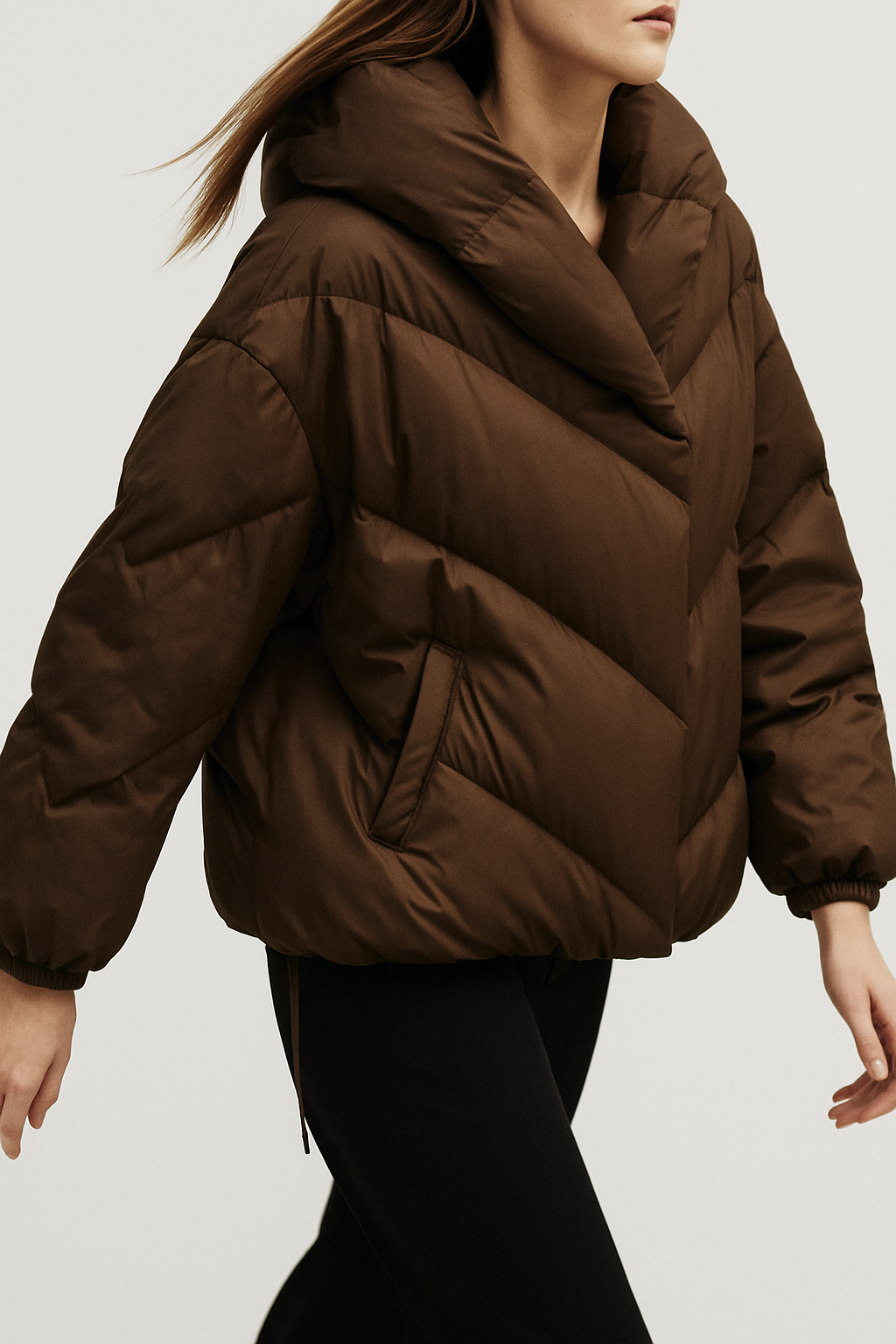 Women's Hooded Down Puffer Jacket with Zip Front and Pockets