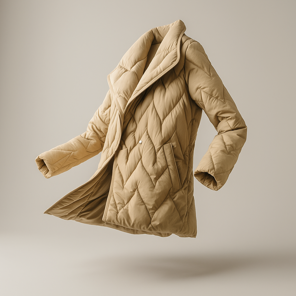 Women's Quilted Wrap Jacket with Tie Belt and Wide Lapel