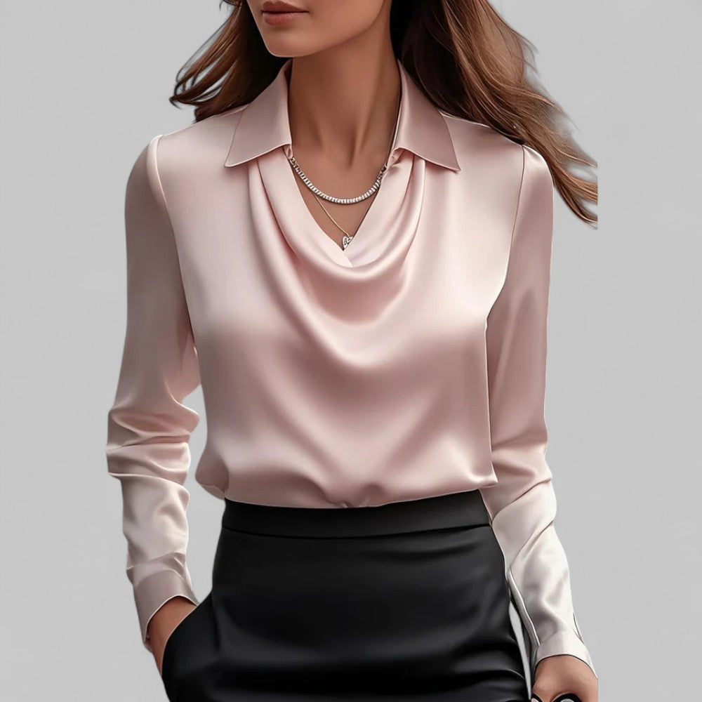 Scarlett | Womens Elegant Long Sleeve Satin Blouse 3