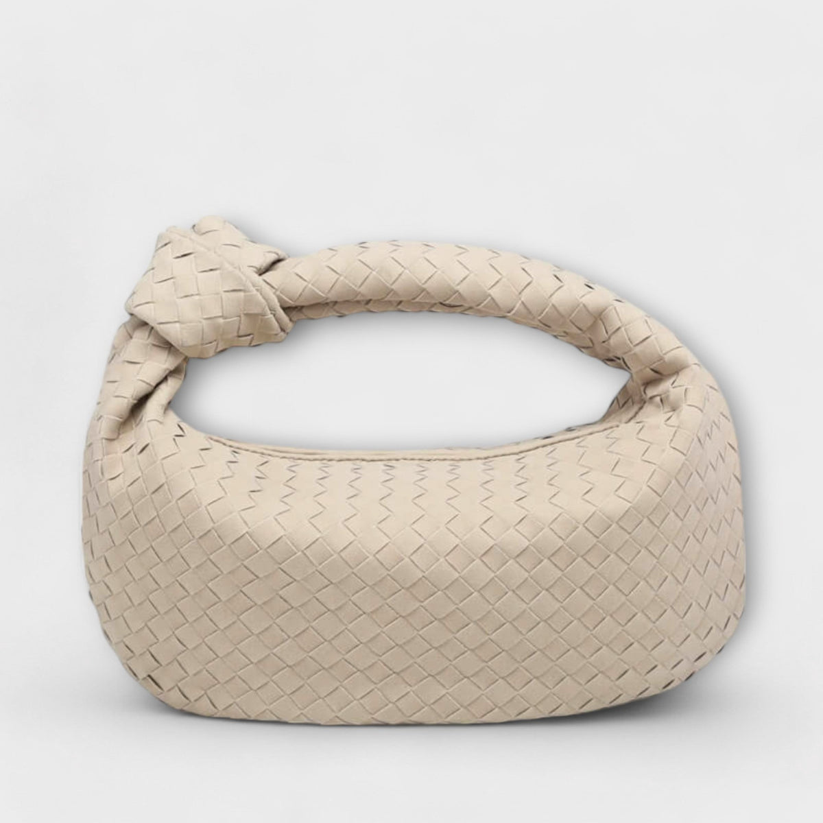 Women's Large Woven Faux Leather Knot Handle Bag