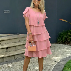 Karen | Womens Short Sleeve Layered Midi Dress 8