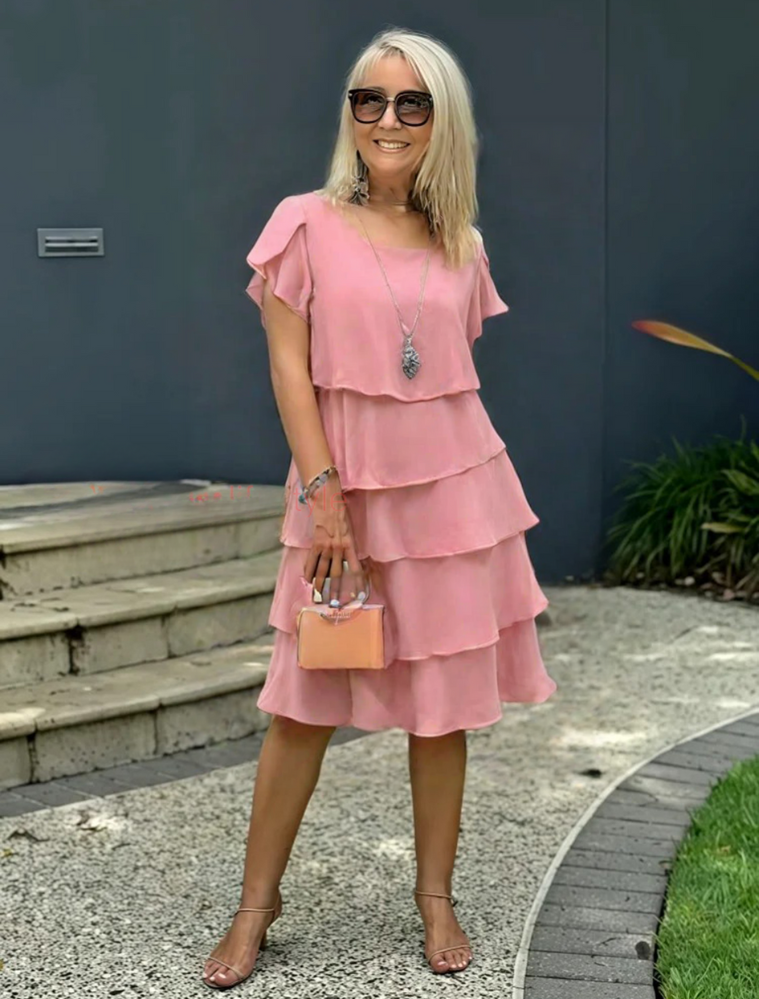 Karen | Womens Short Sleeve Layered Midi Dress 8