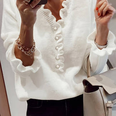 Darcey | Ruffle Blouse with Decorative Buttons for Women 1