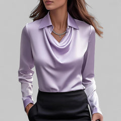 Scarlett | Womens Elegant Long Sleeve Satin Blouse 4