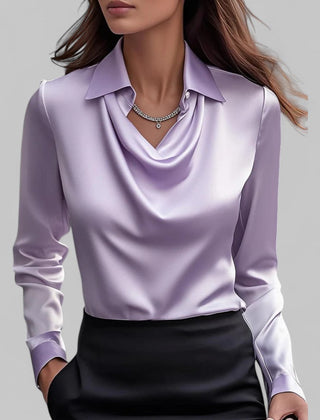 Scarlett | Womens Elegant Long Sleeve Satin Blouse 4