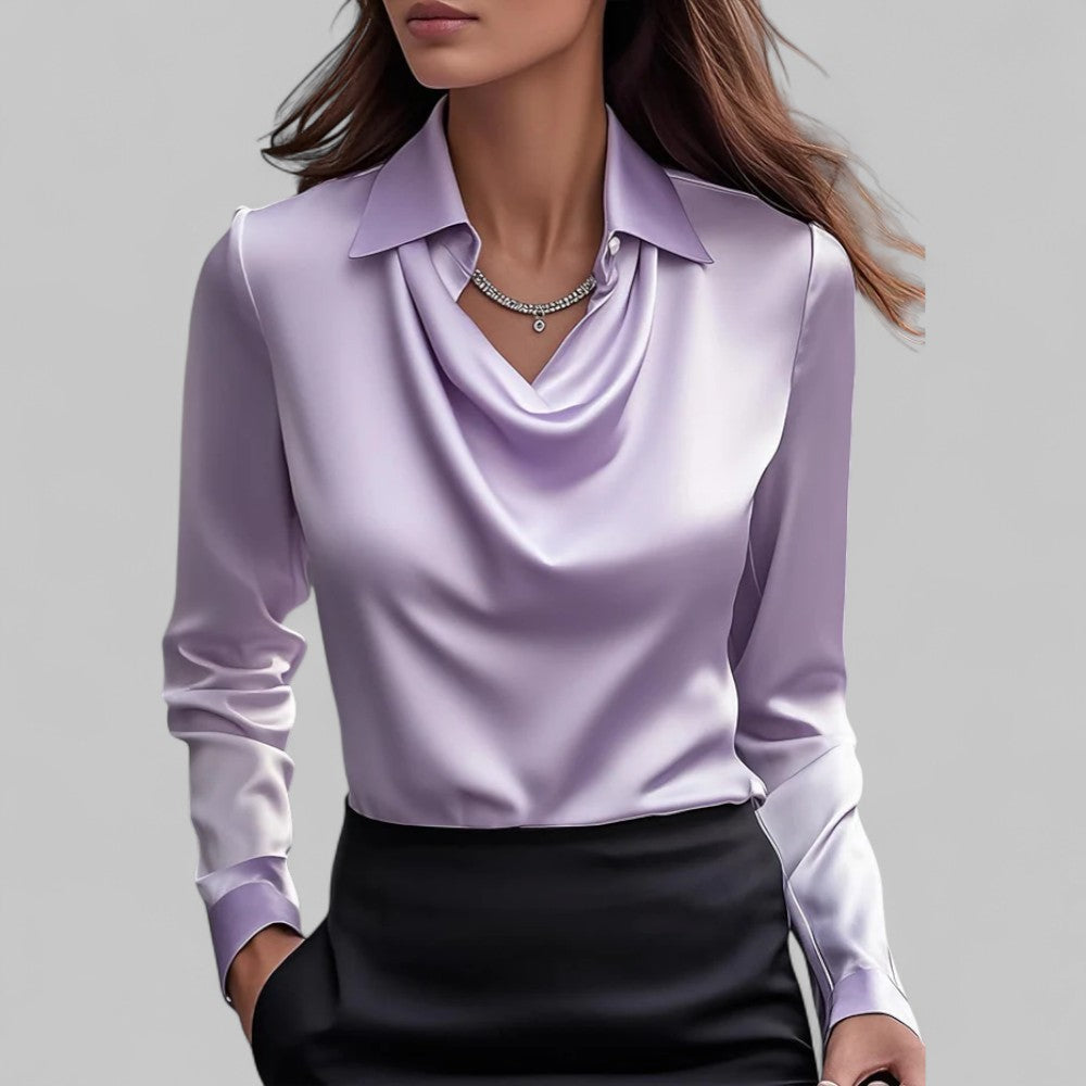 Scarlett | Womens Elegant Long Sleeve Satin Blouse 4