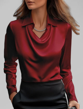Scarlett | Womens Elegant Long Sleeve Satin Blouse 5