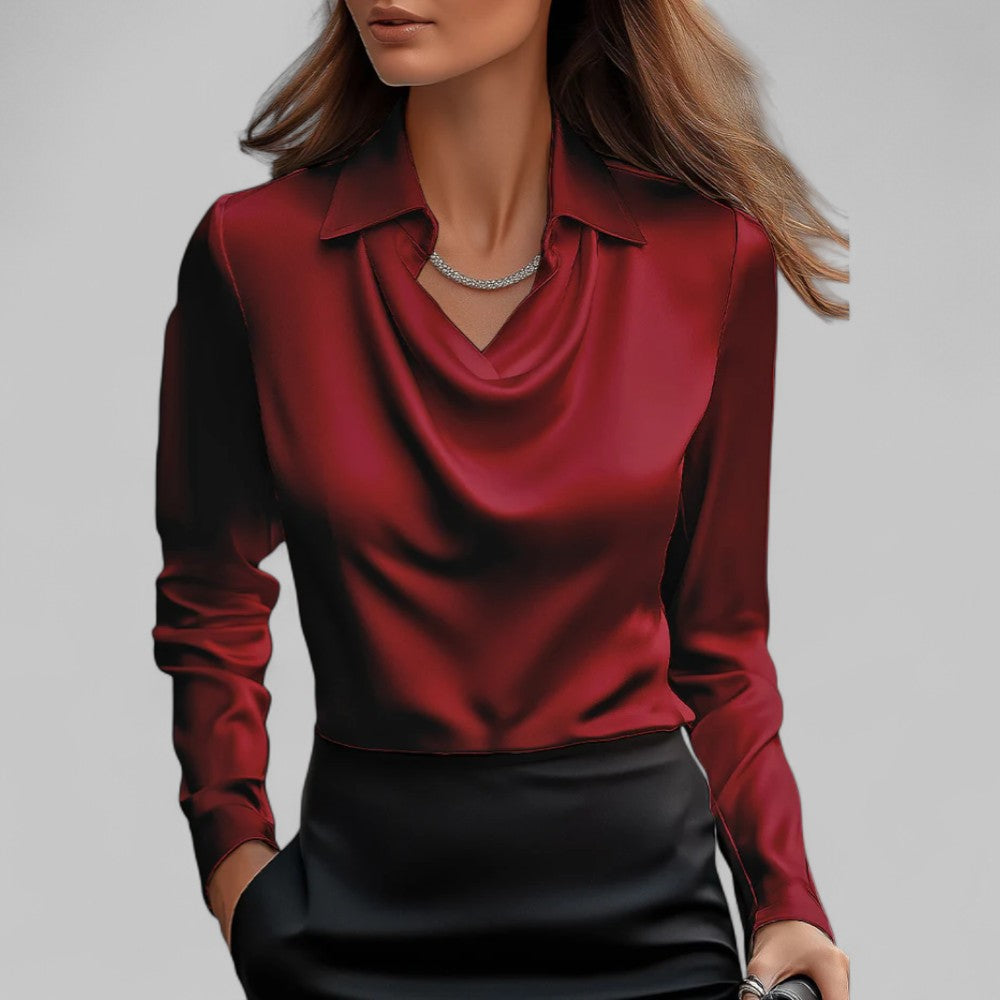 Scarlett | Womens Elegant Long Sleeve Satin Blouse 5
