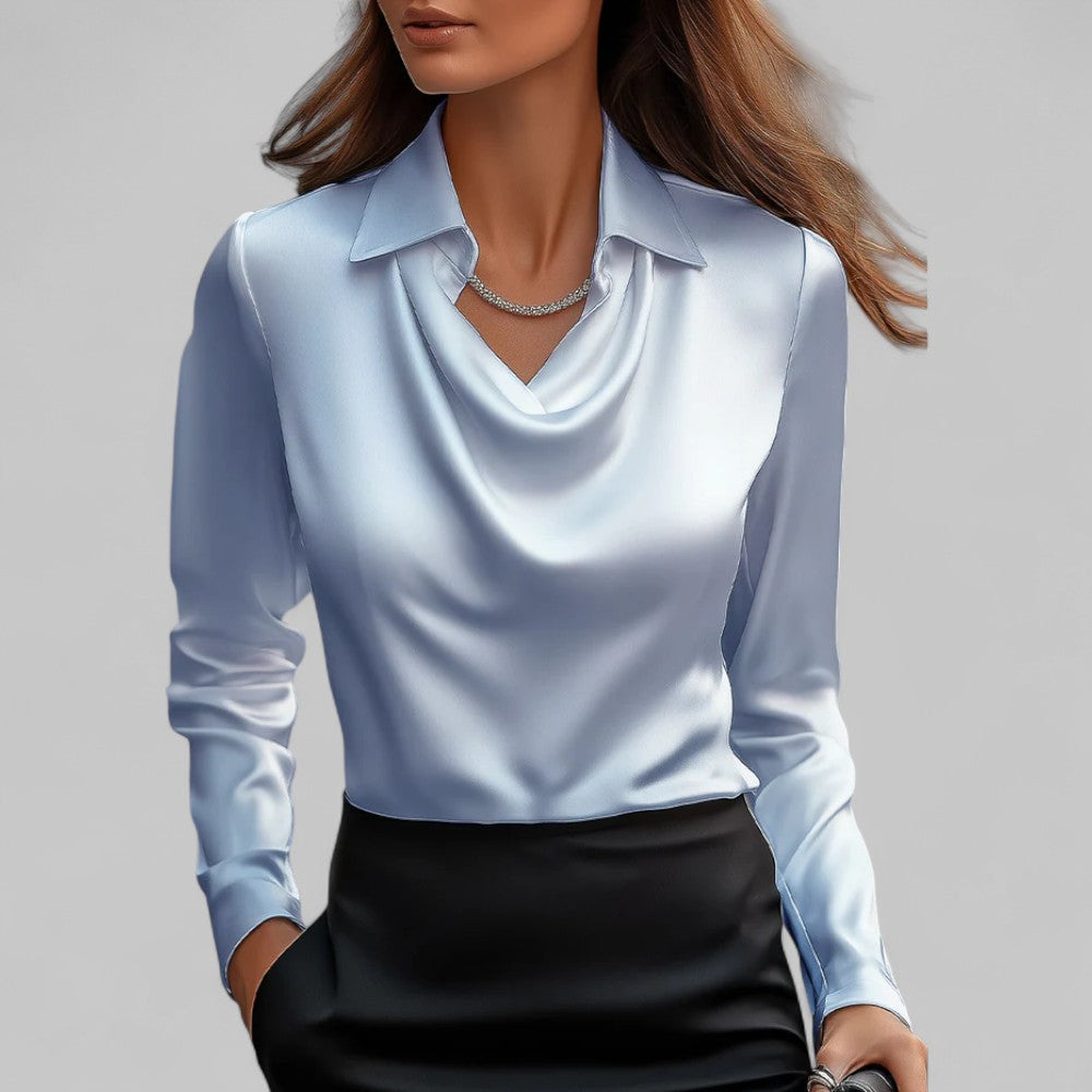 Scarlett | Womens Elegant Long Sleeve Satin Blouse 6