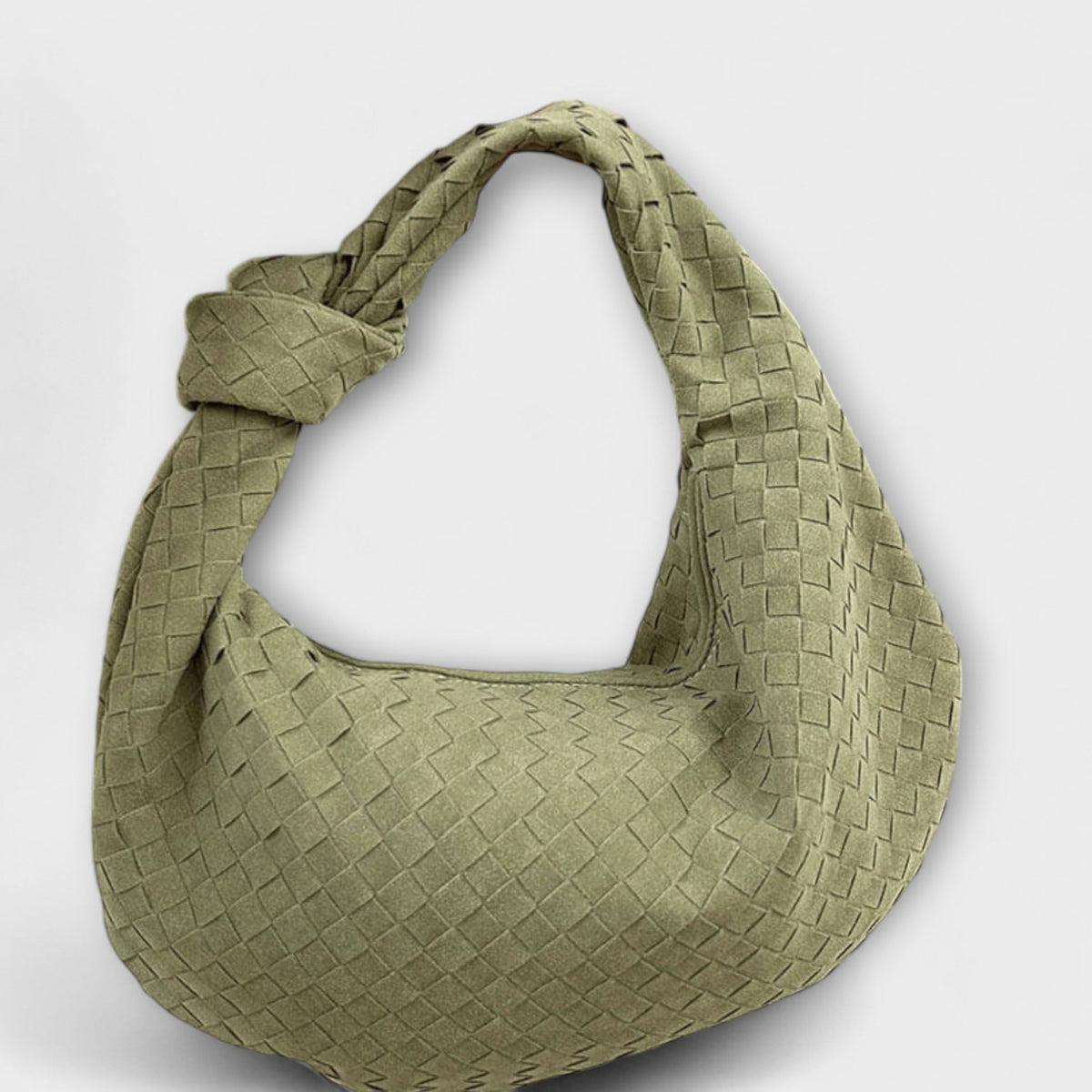 Women's Large Woven Faux Leather Knot Handle Bag
