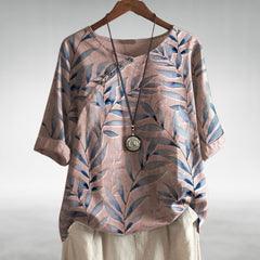 Women's Printed 3/4 Sleeve Summer Blouse Pink