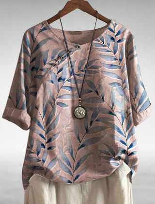 Women's Printed 3/4 Sleeve Summer Blouse Pink