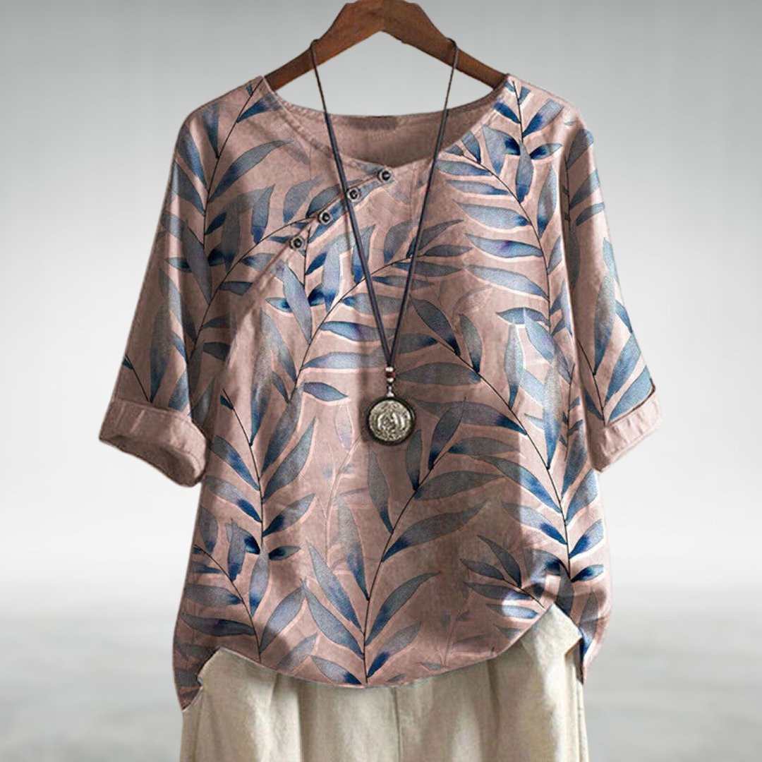 Women's Printed 3/4 Sleeve Summer Blouse Pink