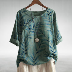 Women's Printed 3/4 Sleeve Summer Blouse Green