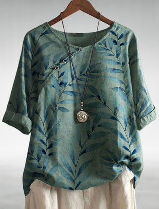Women's Printed 3/4 Sleeve Summer Blouse Green