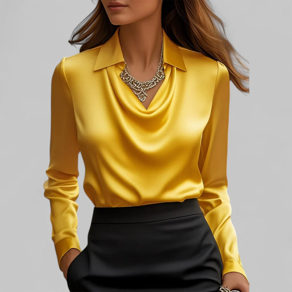 Scarlett | Women's Elegant Long Sleeve Satin Blouse | Lunarafi