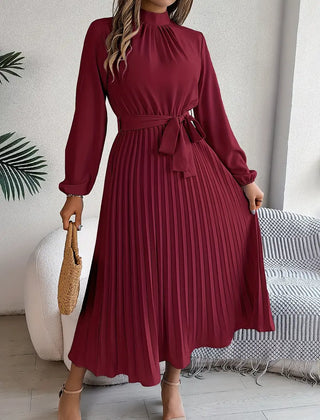 Jasmine | Womens Long Sleeve Pleated Belted Dress 5