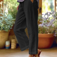 Black straight leg trousers