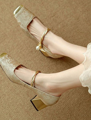 Isabella | Womens Gold Heels 7