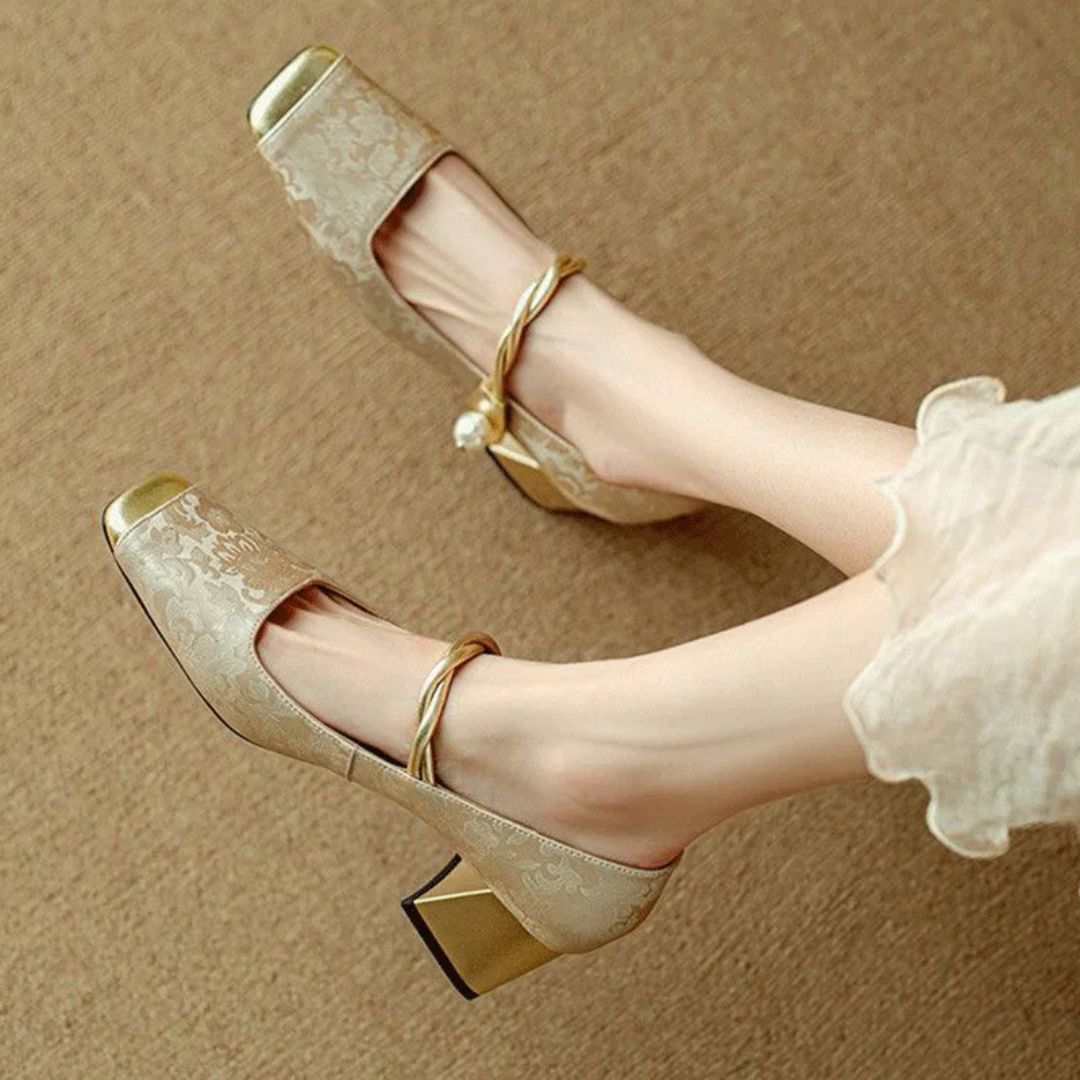 Isabella | Women's Gold Heels | Lunarafi