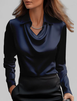 Scarlett | Womens Elegant Long Sleeve Satin Blouse 8