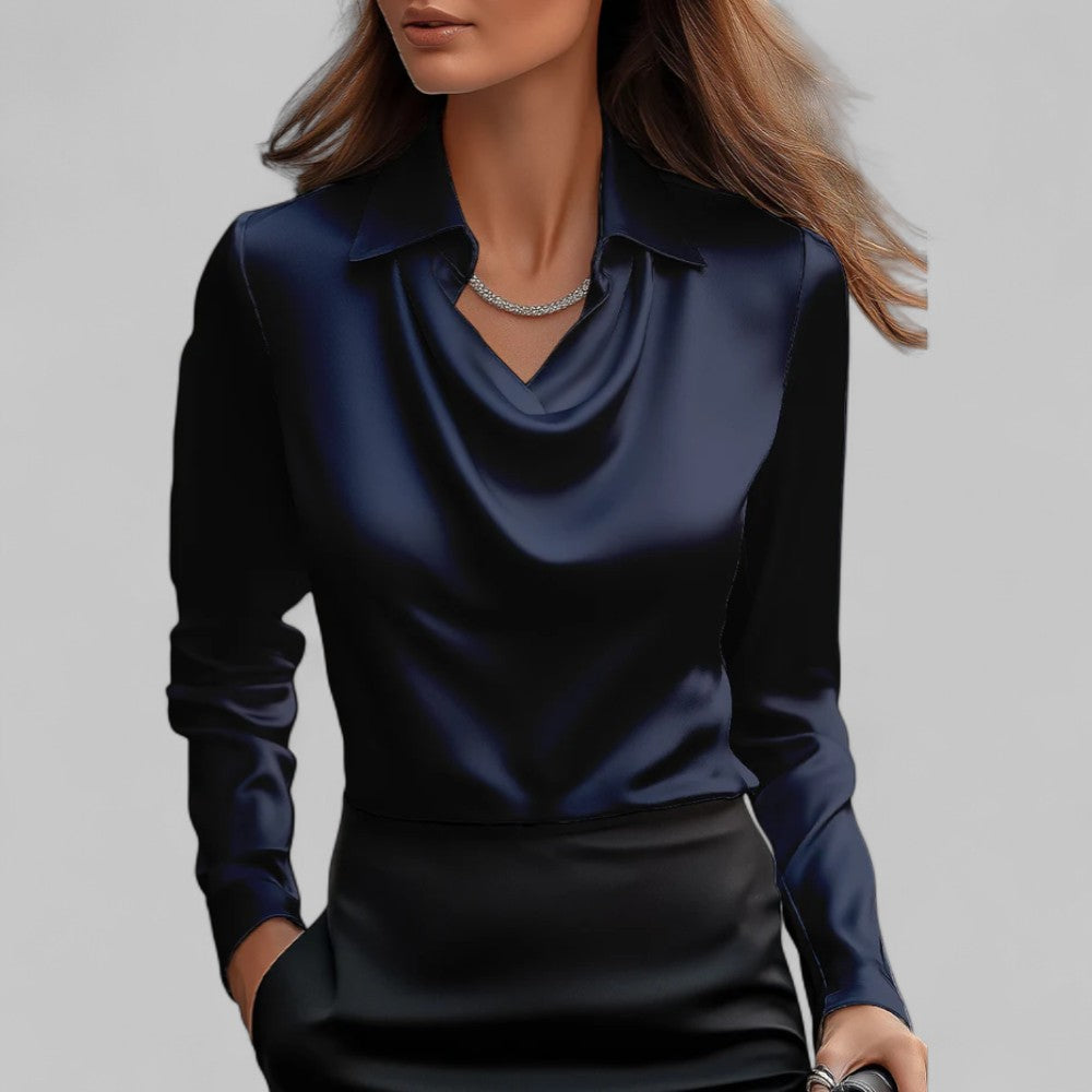 Scarlett | Womens Elegant Long Sleeve Satin Blouse 8