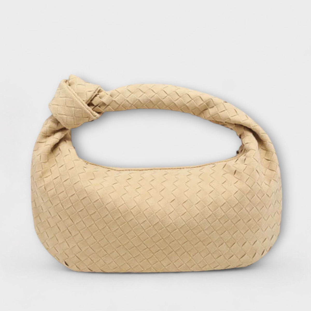 Women's Large Woven Faux Leather Knot Handle Bag