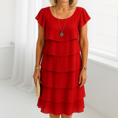 Karen | Womens Short Sleeve Layered Midi Dress 1