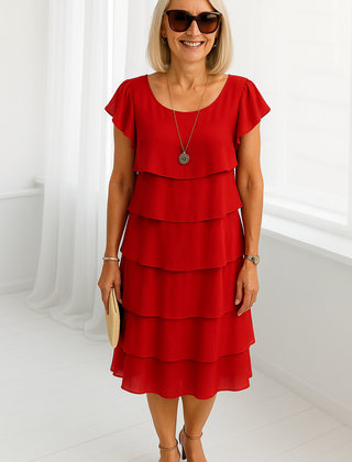 Karen | Womens Short Sleeve Layered Midi Dress 1