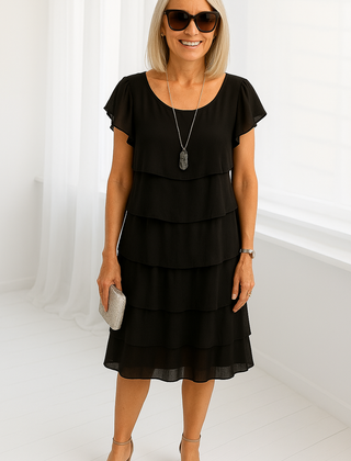 Karen | Womens Short Sleeve Layered Midi Dress 2