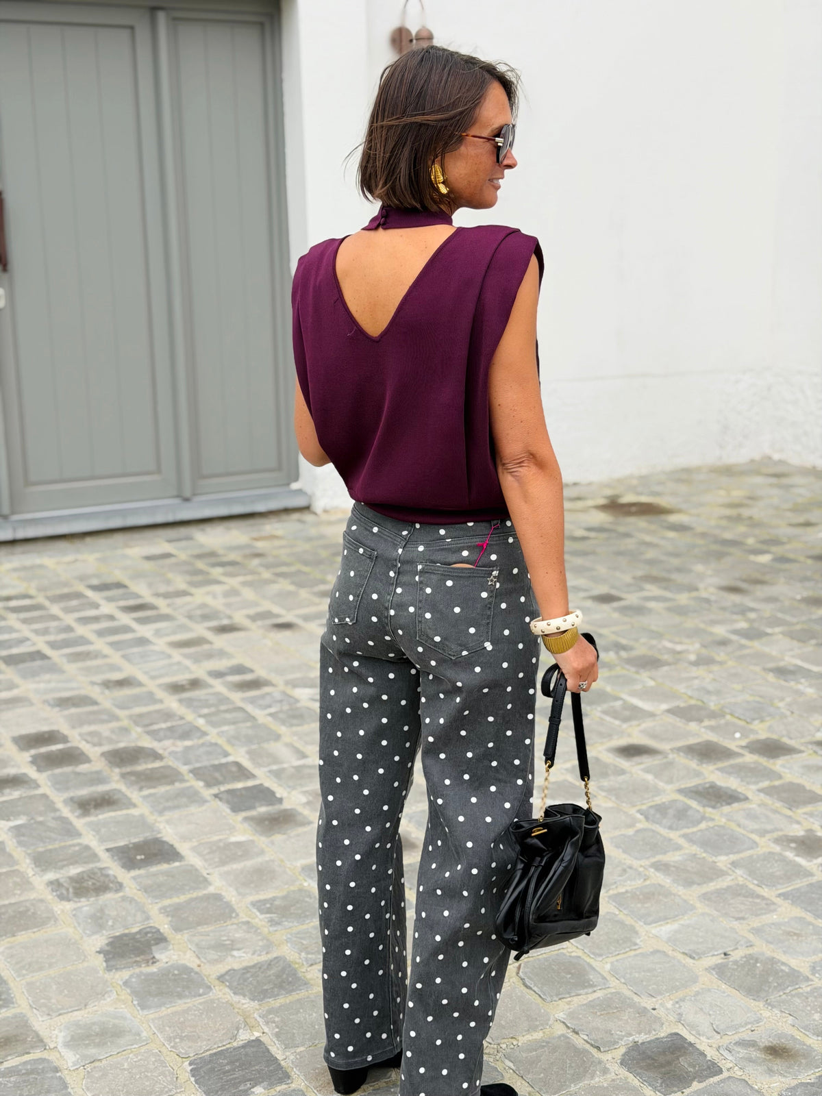 Women's Polka Dot Straight Leg Jeans