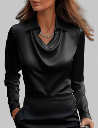 Scarlett | Womens Elegant Long Sleeve Satin Blouse 9