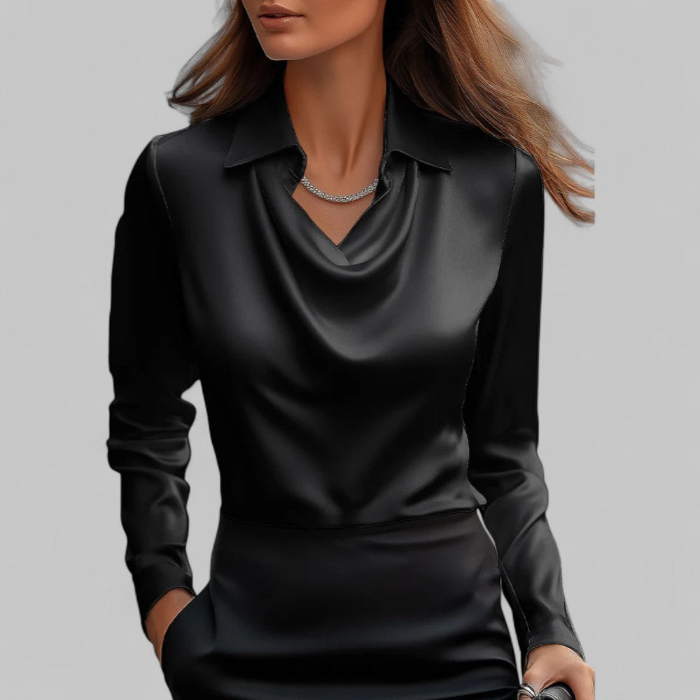 Scarlett | Women's Elegant Long Sleeve Satin Blouse | Lunarafi