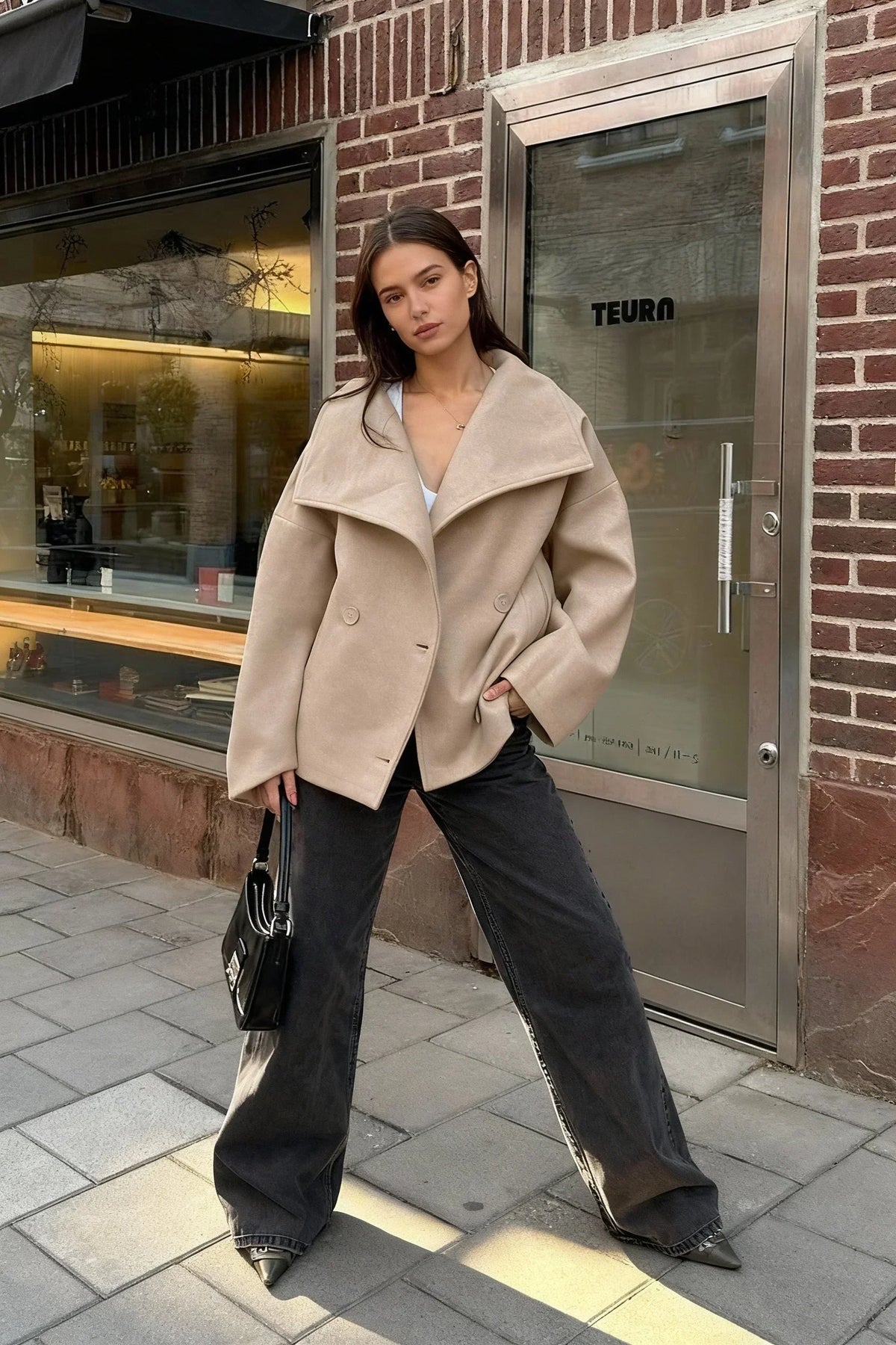 Women's Oversized Collared Double Breasted Coat