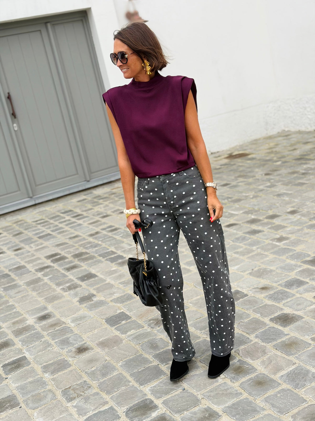 Women's Polka Dot Straight Leg Jeans