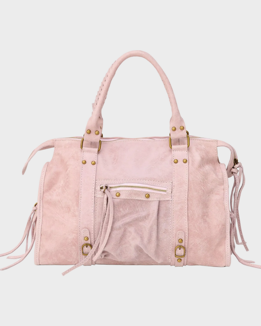 Women's Faux Leather Tote Bag with Front Zip Pocket